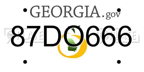 87DO666 Georgia License Plate