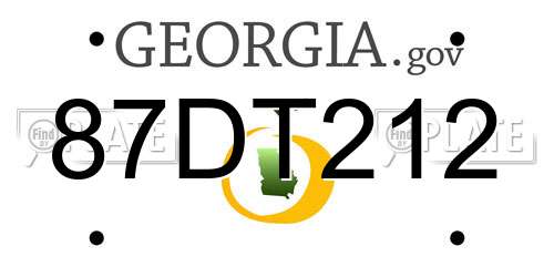 87DT212 Georgia License Plate