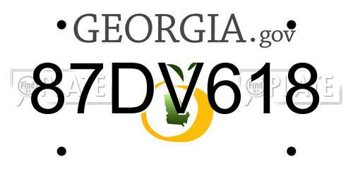 87DV618 Georgia License Plate