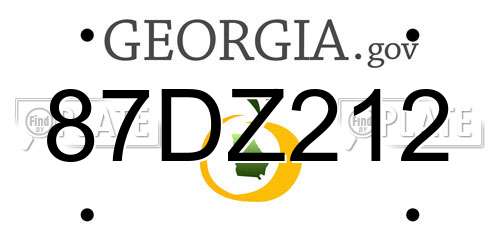 87DZ212 Georgia License Plate
