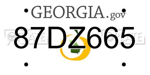 87DZ665 Georgia License Plate