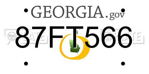 87FT566 Georgia License Plate