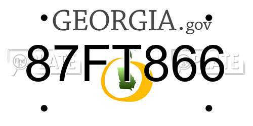 87FT866 Georgia License Plate