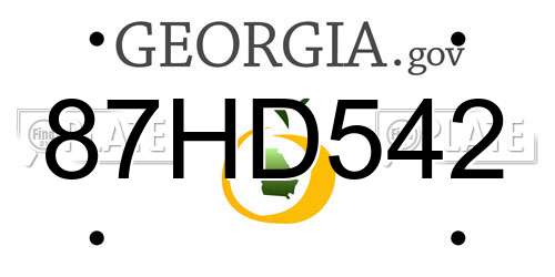 87HD542 Georgia License Plate