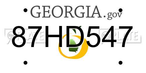 87HD547 Georgia License Plate