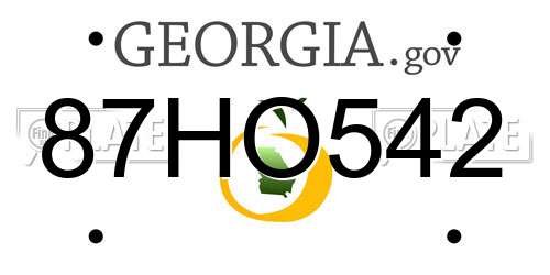 87HO542 Georgia License Plate