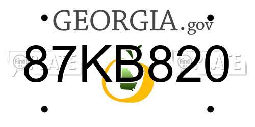87KB820 Georgia License Plate