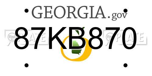 87KB870 Georgia License Plate