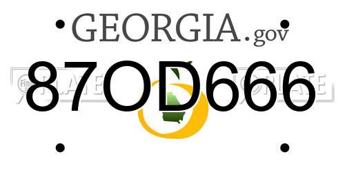 87OD666 Georgia License Plate