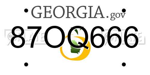 87OQ666 Georgia License Plate
