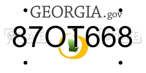 87OT668 Georgia License Plate
