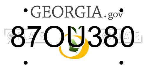 87OU380 Georgia License Plate