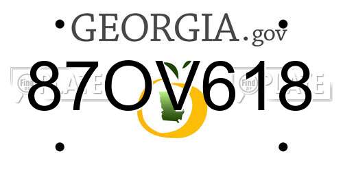 87OV618 Georgia License Plate