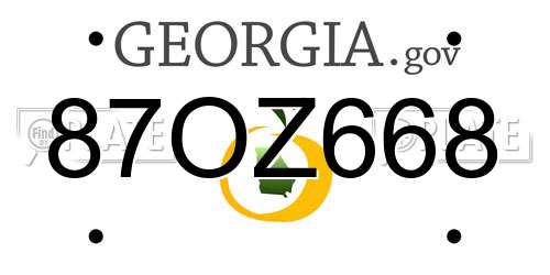 87OZ668 Georgia License Plate