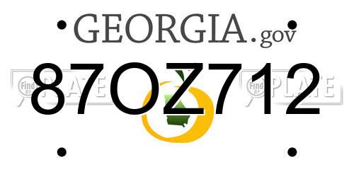 87OZ712 Georgia License Plate