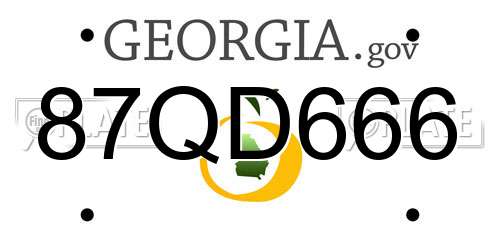 87QD666 Georgia License Plate