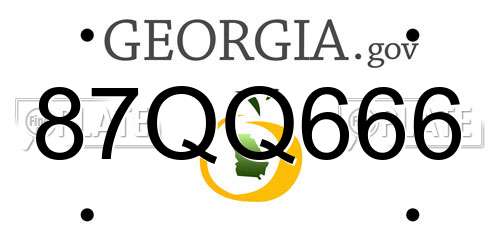 87QQ666 Georgia License Plate