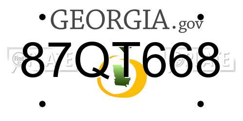 87QT668 Georgia License Plate