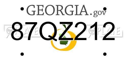 87QZ212 Georgia License Plate