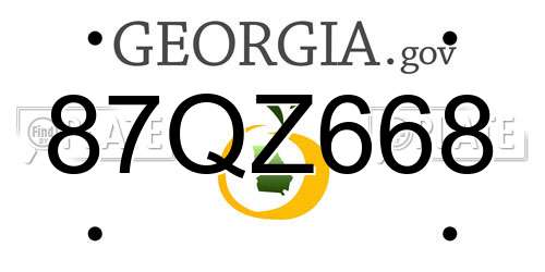 87QZ668 Georgia License Plate
