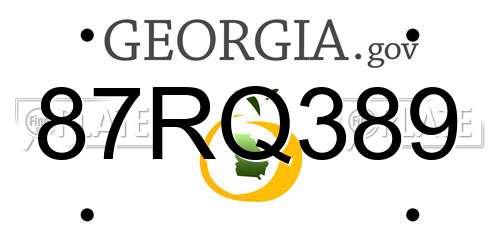 87RQ389 Georgia License Plate