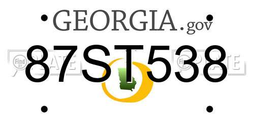 87ST538 Georgia License Plate