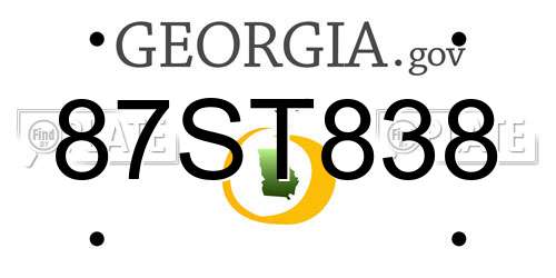 87ST838 Georgia License Plate