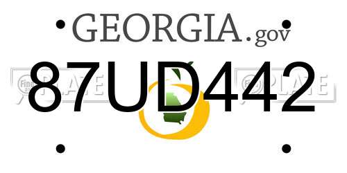 87UD442 Georgia License Plate