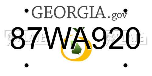 87WA920 Georgia License Plate
