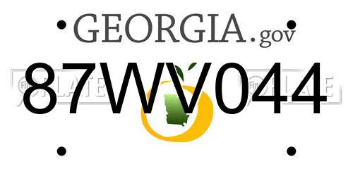 87WV044 Georgia License Plate