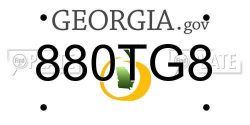 880TG8 Georgia License Plate