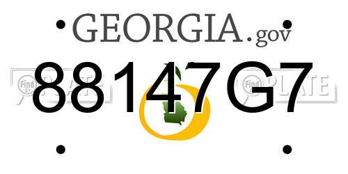 88147G7 Georgia License Plate