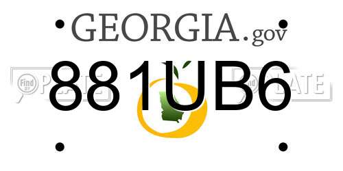 881UB6 Georgia License Plate