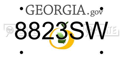 8823SW Georgia License Plate