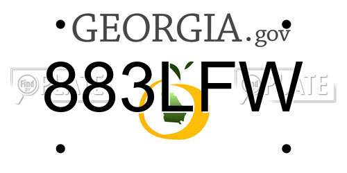 883LFW Georgia License Plate