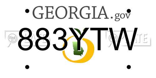 883YTW Georgia License Plate