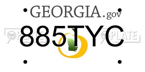 885TYC Georgia License Plate
