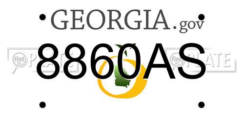 8860AS Georgia License Plate