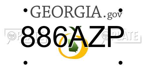 886AZP Georgia License Plate