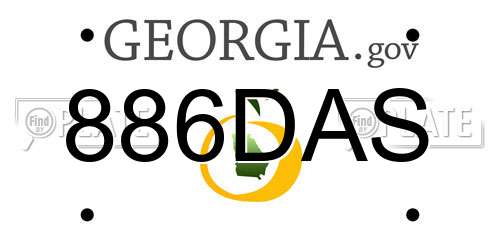 886DAS Georgia License Plate