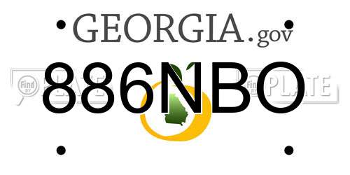 886NBO Georgia License Plate
