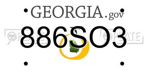 886SO3 Georgia License Plate