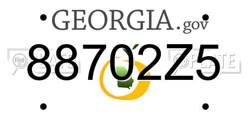 88702Z5 Georgia License Plate