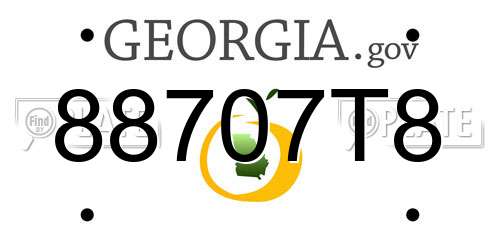 88707T8 Georgia License Plate