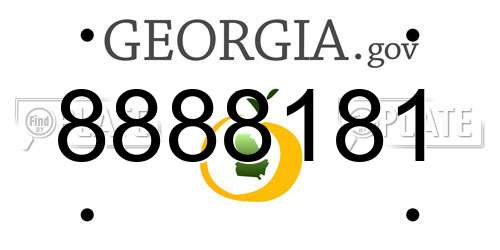 8888181 Georgia License Plate