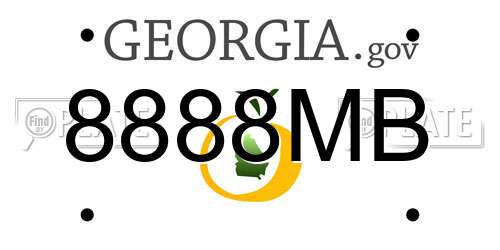 8888MB Georgia License Plate