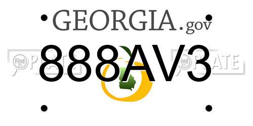 888AV3 Georgia License Plate