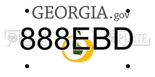 888EBD Georgia License Plate