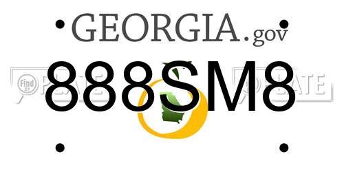 888SM8 Georgia License Plate