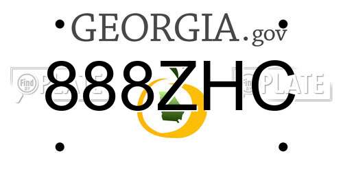 888ZHC Georgia License Plate